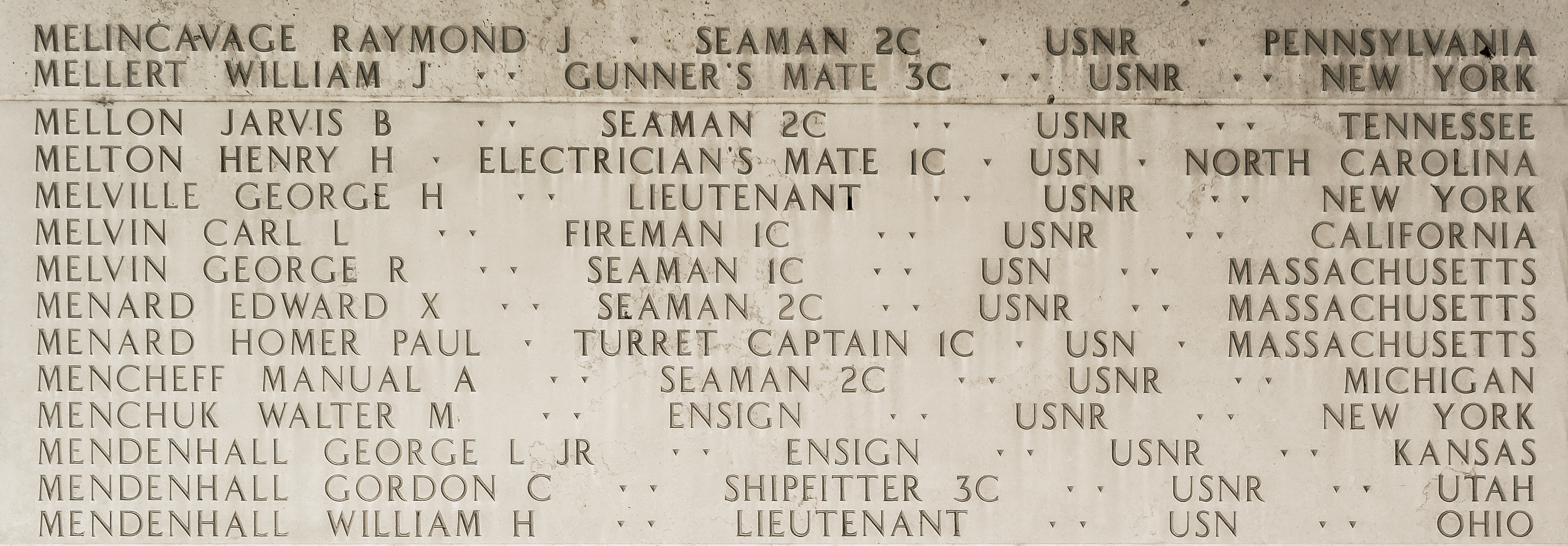 Gordon C. Mendenhall, Shipfitter Third Class